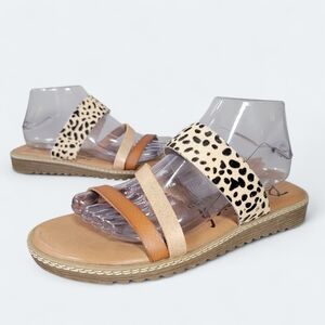 Blowfish Leopard Print and Tan Women's Sandals Size 8 Calf Hair